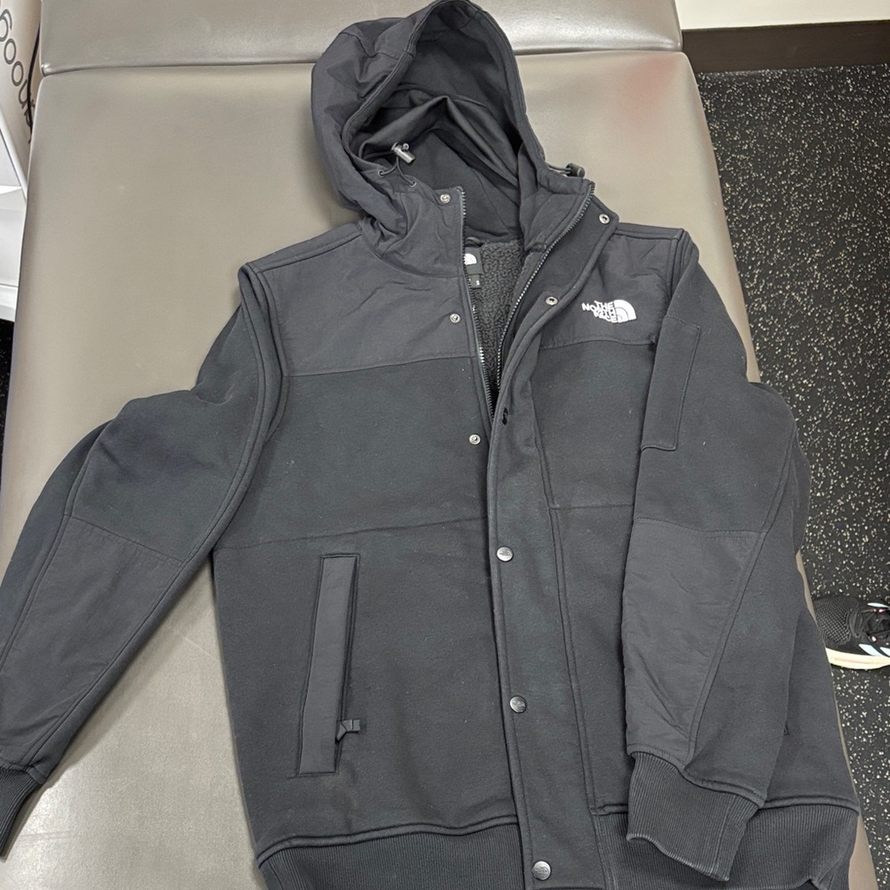 Good Used Condition The North Face Men's Black Hooded Jacket Size Medium
